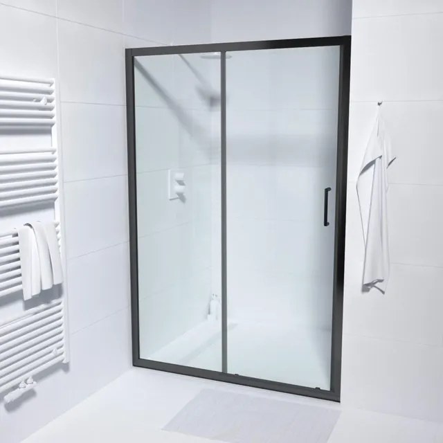 Saniclass ID06 Quick Fit Schuifdeur - 100x190cm - 6mm veiligheidsglas - alu profiel - anti kalk - mat zwart SAQ6121-100B