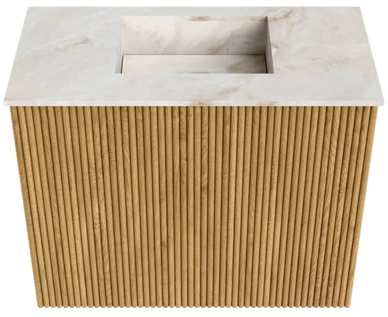 Mondiaz Joya DLux 50cm toiletmeubel oak met wastafel faye midden zonder kraangat frappe