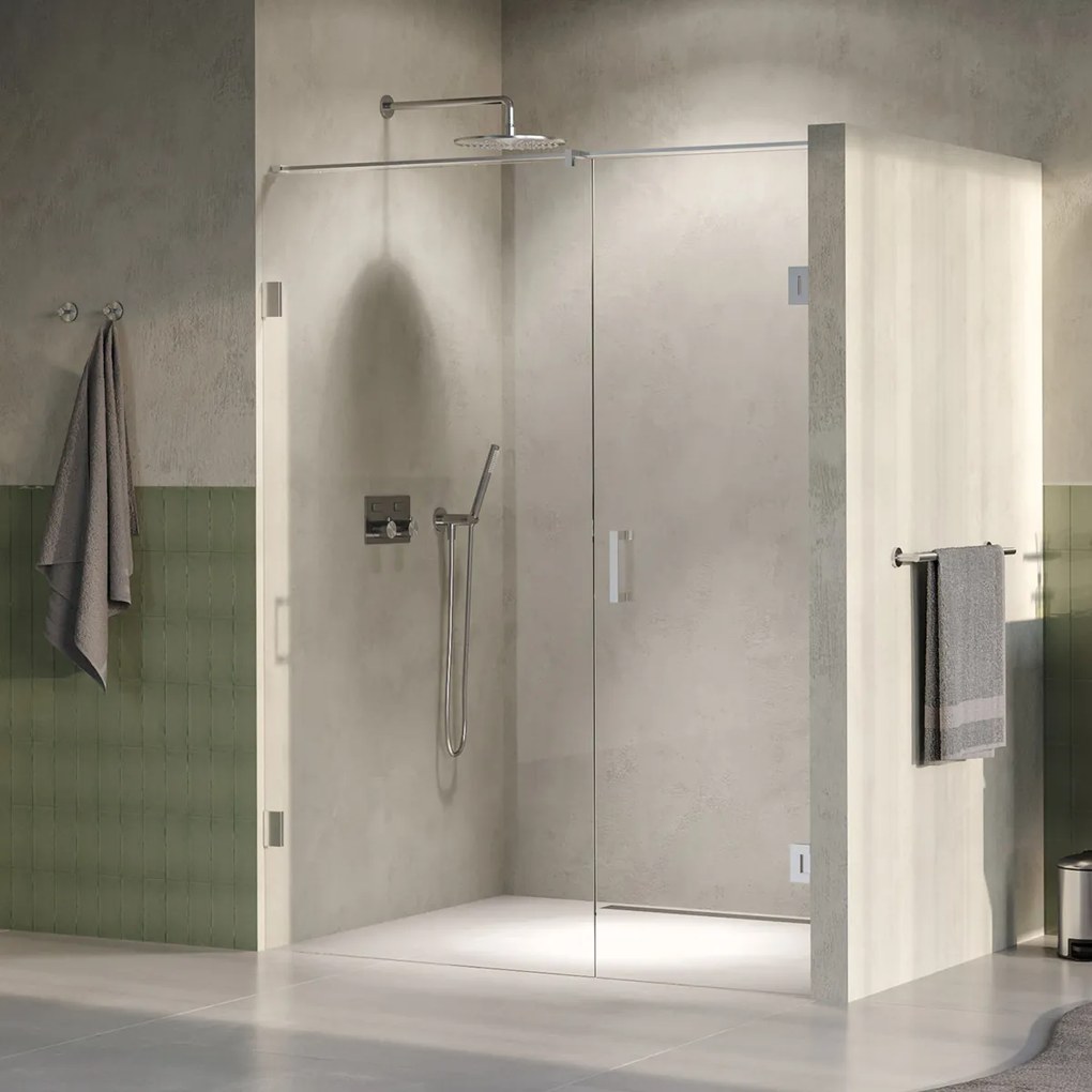Brauer Void profielloze nisdeur 150cm met draaideur 70cm aan muur RVS geborsteld PVD