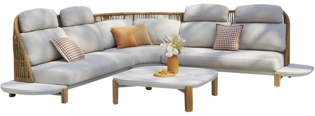 Showroommodel Melbourne hoek loungeset 4 delig aluminium lichtgrijs