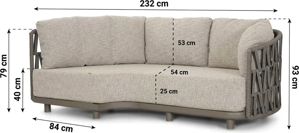 Loungeset tuin 6 personen Rope Taupe  Santika Furniture Santika