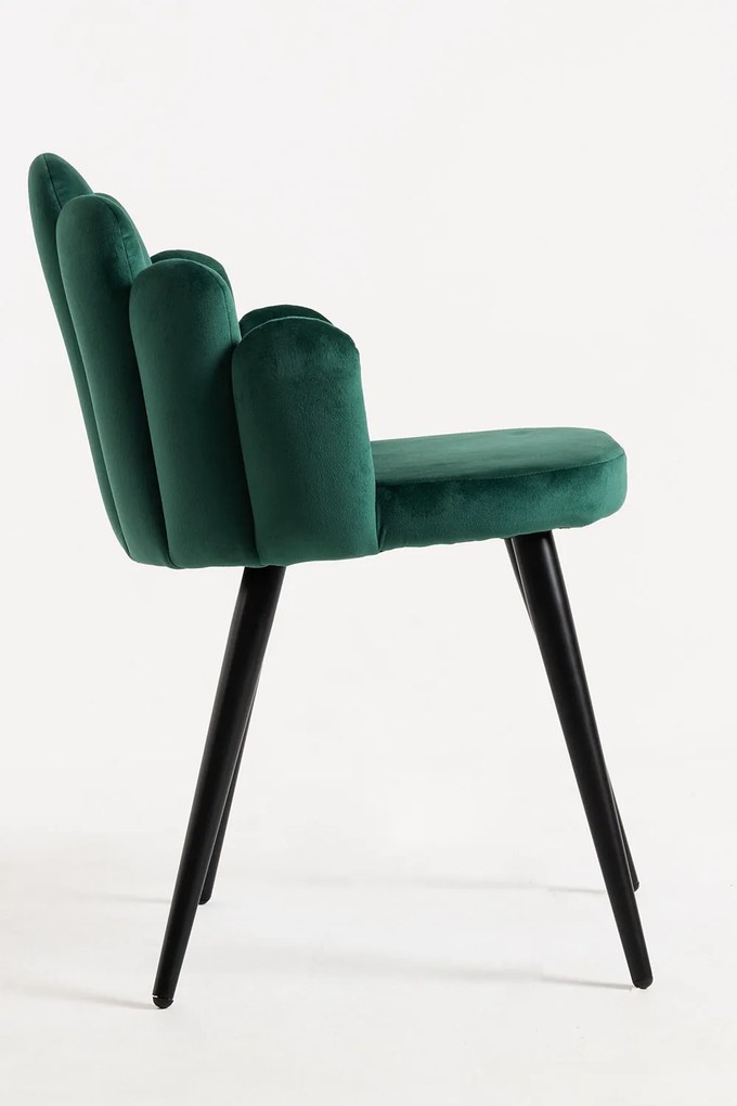 Set 4 Hand Fluwelen Stoelen Zwarte Poten