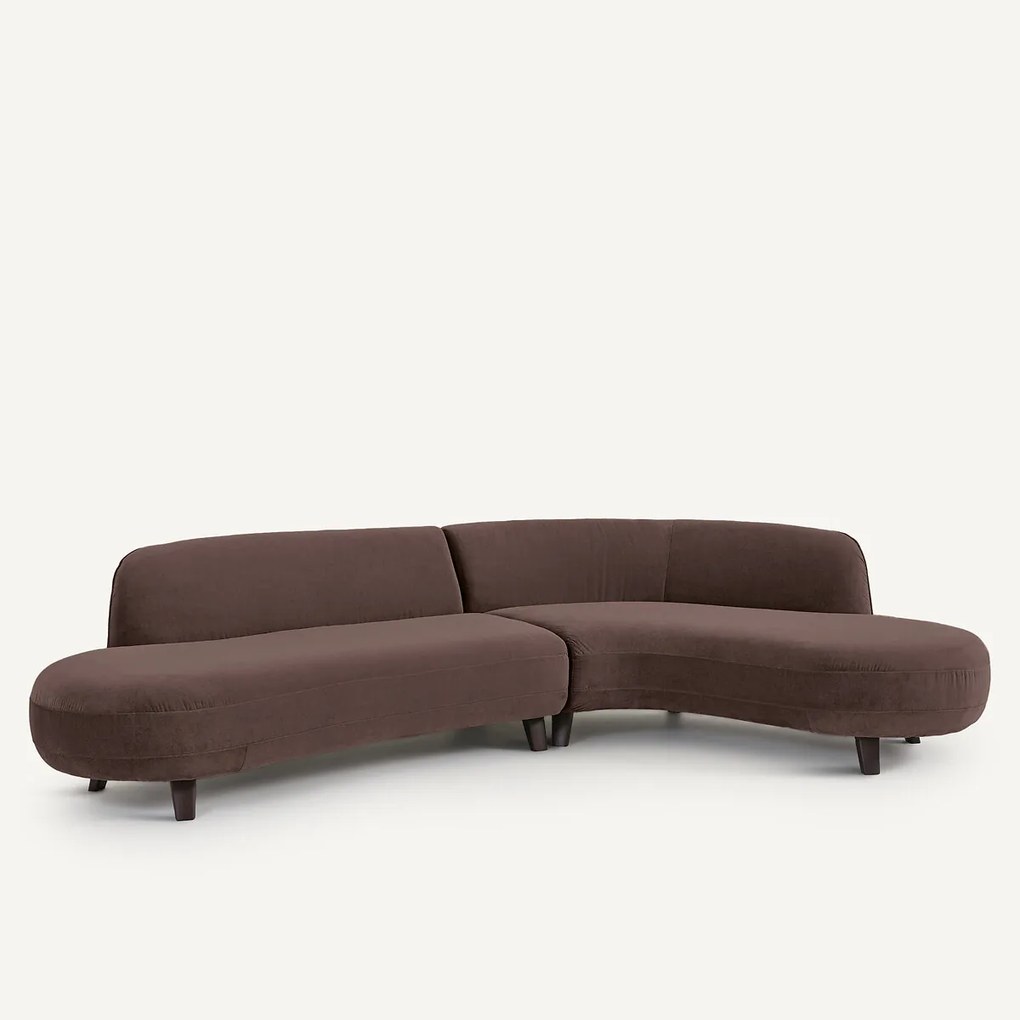 Hoekbank van linnen fluweel, Rosebury, ontwerp door Emmanuel Gallina