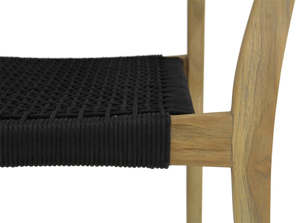 Tuinstoel stapelbaar Teak/Rope Zwart Lifestyle Garden Furniture Dallas