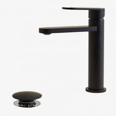 Alameda Wastafelkraanset Van Messing En Orveta Click-clack Wastafelafvoer Van Roestvrij Staal En Messing. ↑20 Cm & Matzwart & Klep Zonder Overloop -