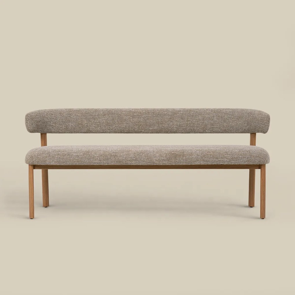 Eetkamerbank Eiken Met Grove Stof 180 Cm