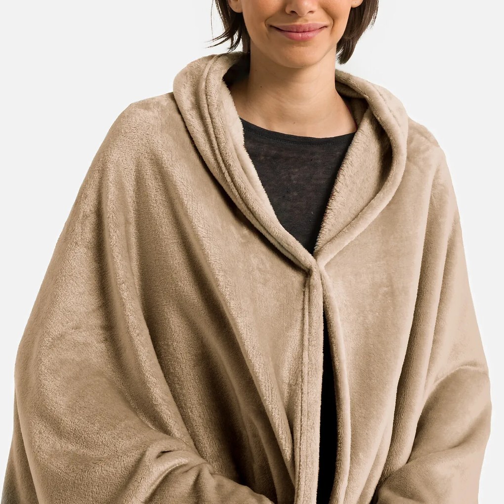 Fleece plaid met mouwen, recycled polyester, Javi