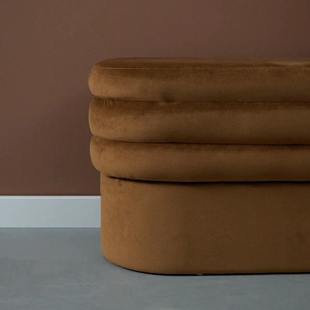 Dutchbone Aditi Ovalen Bankje Bruin Fluweel