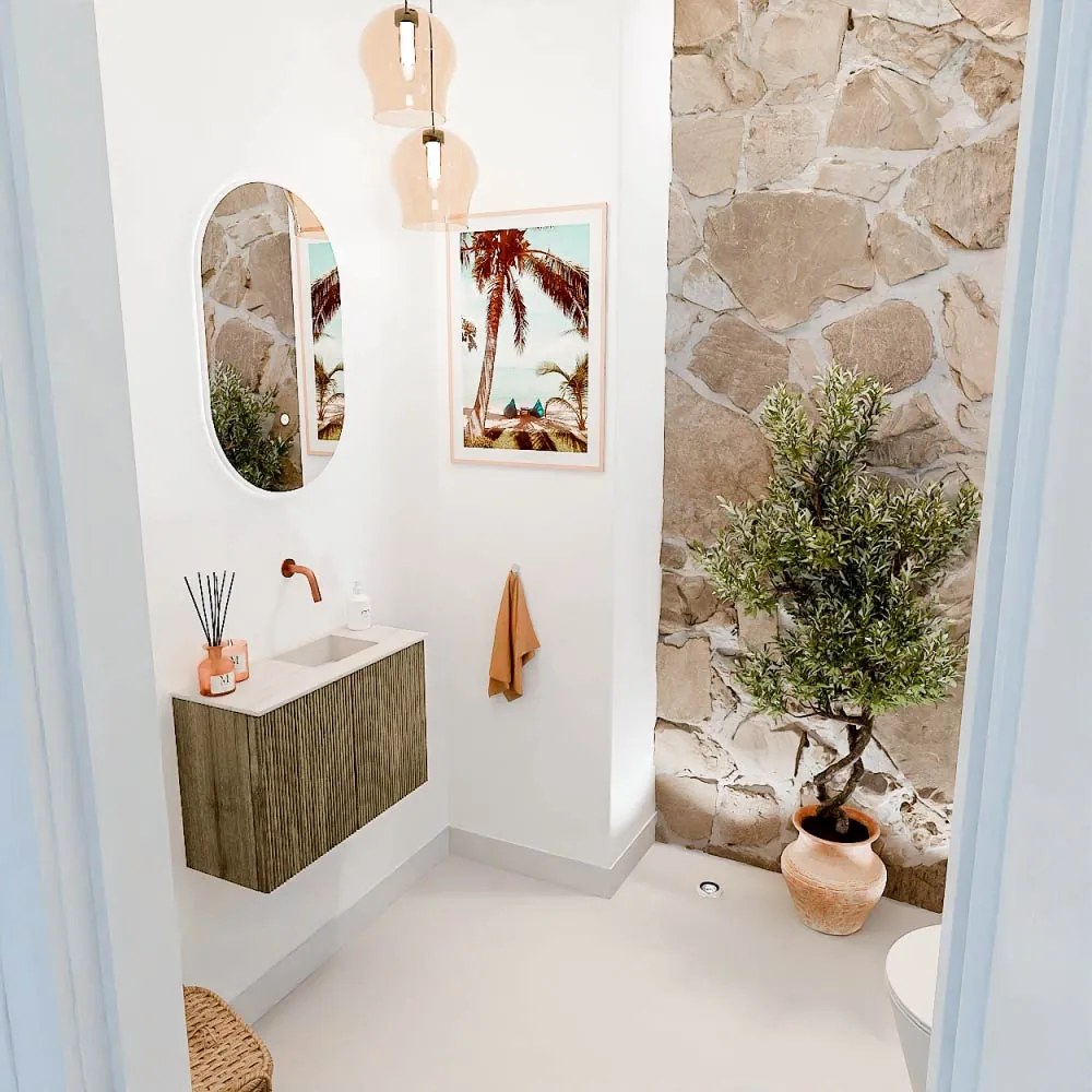 Mondiaz Joya DLux 60cm toiletmeubel dusk met wastafel faye rechts zonder kraangat meli