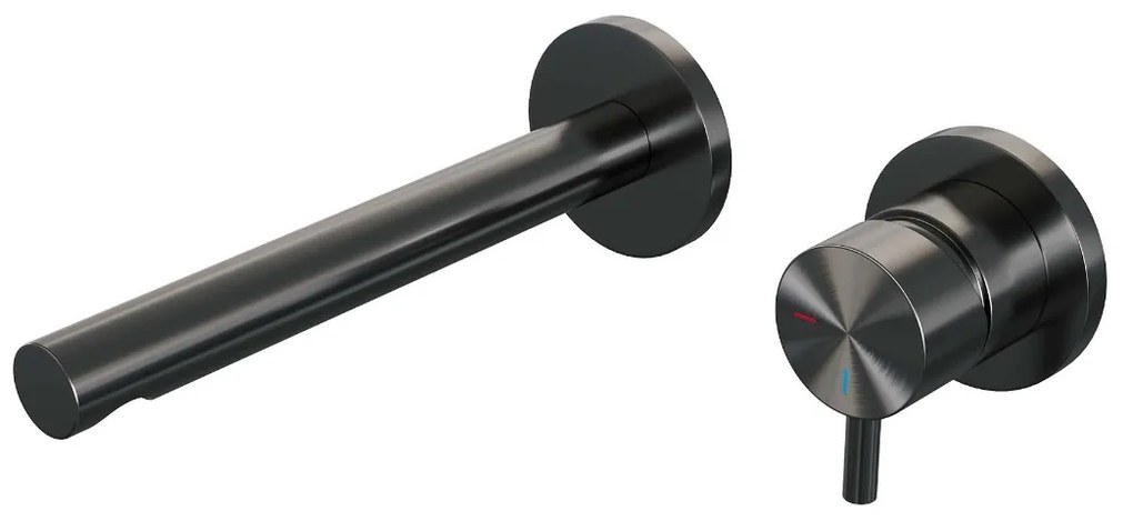 Brauer Gunmetal Edition ColdStart wastafelkraan inbouw rechte uitloop en rozetten model B1 gunmetal geborsteld PVD