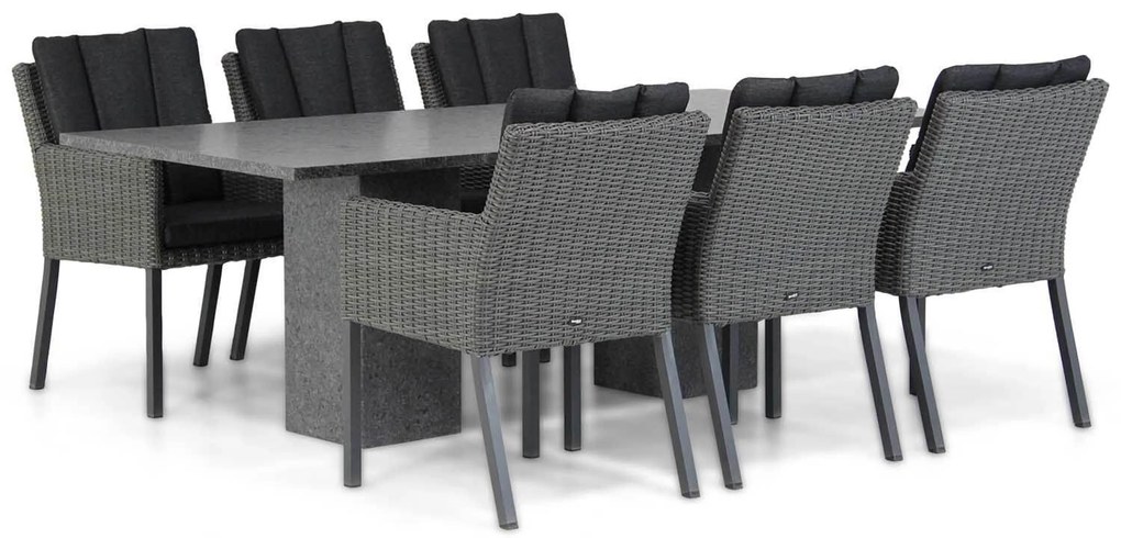 Tuinset 6 personen 220 cm Aluminium/wicker Zwart Garden Collections Oxbow/Graniet