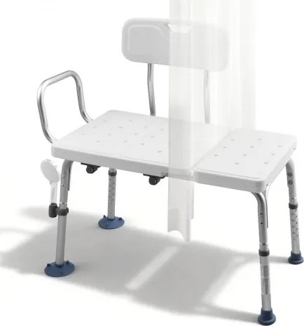 VEVOR Badtransferbank, draagvermogen tot 180 kg, douchestoel met armleuningen, rugleuning en gordijnopening, in hoogte verstelbare badstoel voor senioren en mensen met een beperking