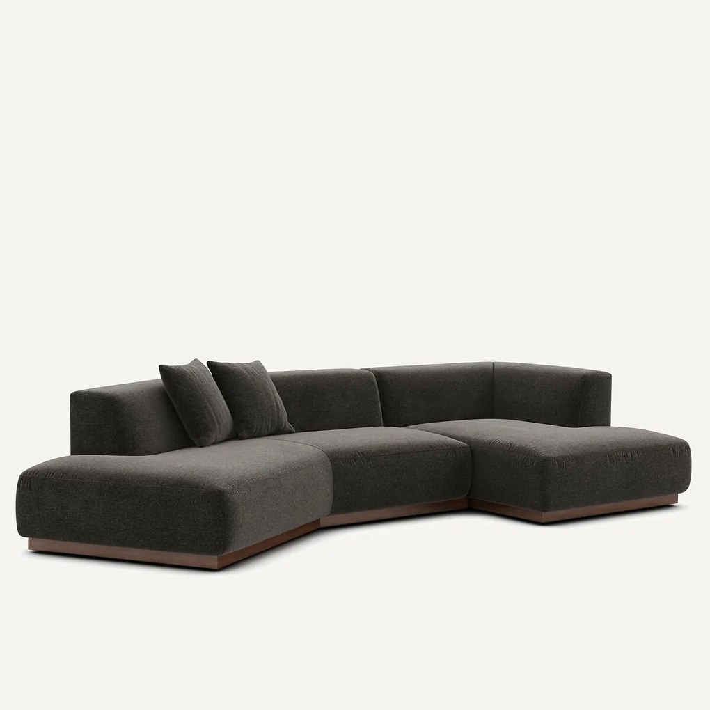 Rechter hoekbank in chenille fluweel, Jacopo