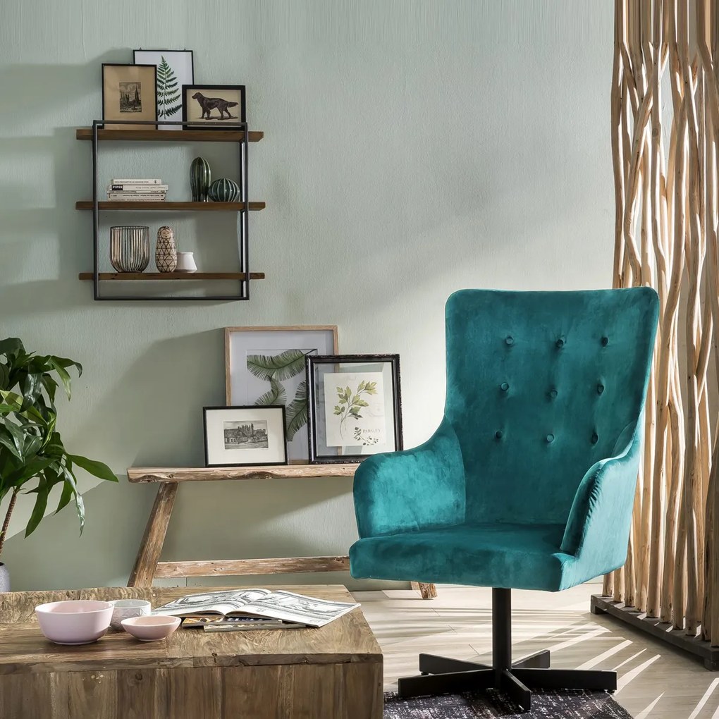 Wandrek Van Hout En Metaal 60x60 Cm - 60x22x60cm.