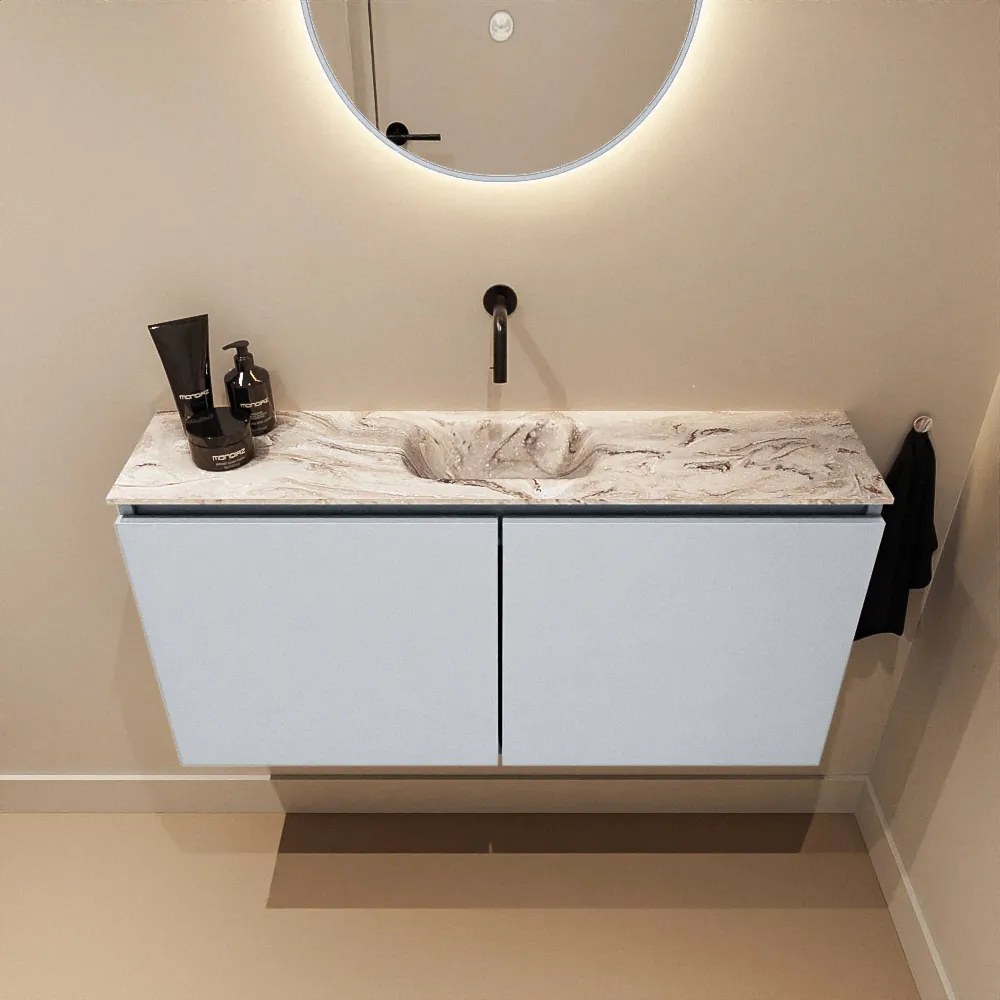 Mondiaz Ture DLux toiletmeubel 100cm clay met wastafel glace midden zonder kraangat