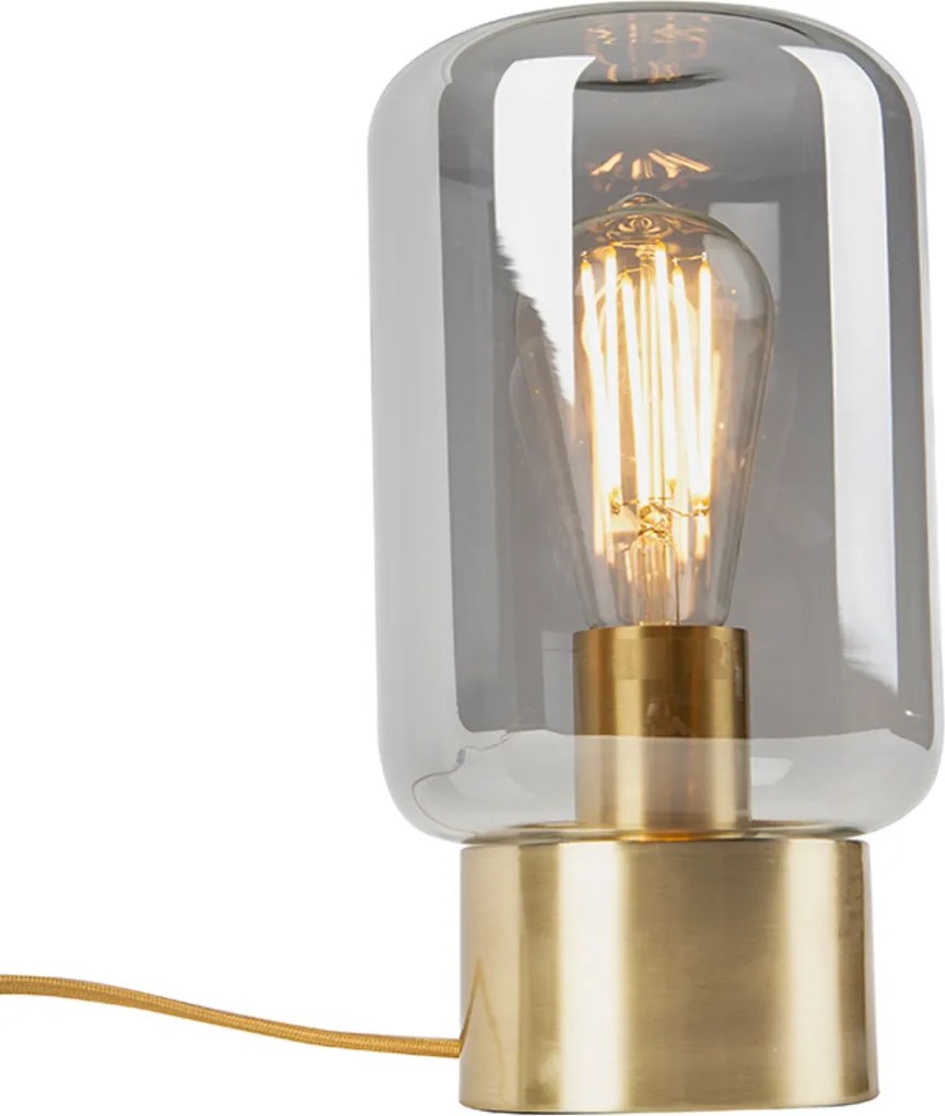 Design messing met smoke glas tafellamp - Bliss Cute
