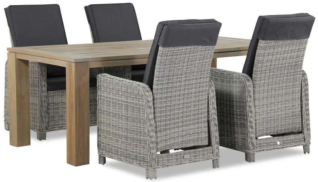 Tuinset 4 personen 200 cm Wicker Grijs Garden Collections Bello/Brighton