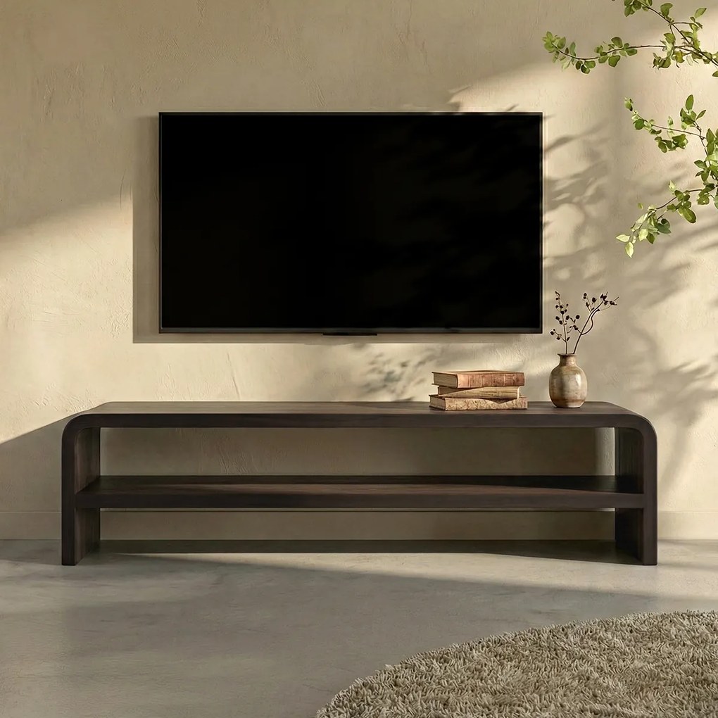 Open Tv-meubel Gebogen Hout - 180x45x45cm.
