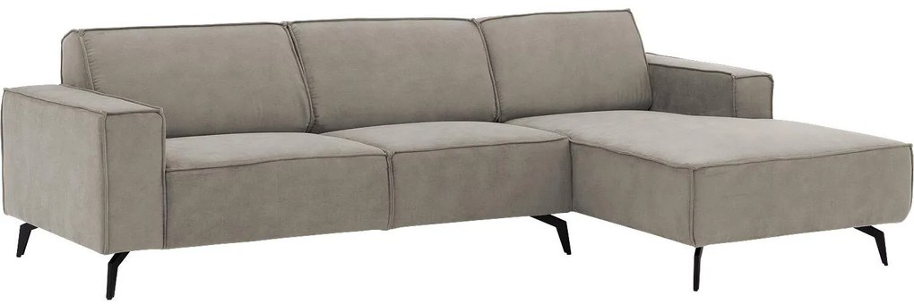 Goossens Hoekbank Hercules grijs, microvezel, 3-zits, modern design met chaise longue rechts