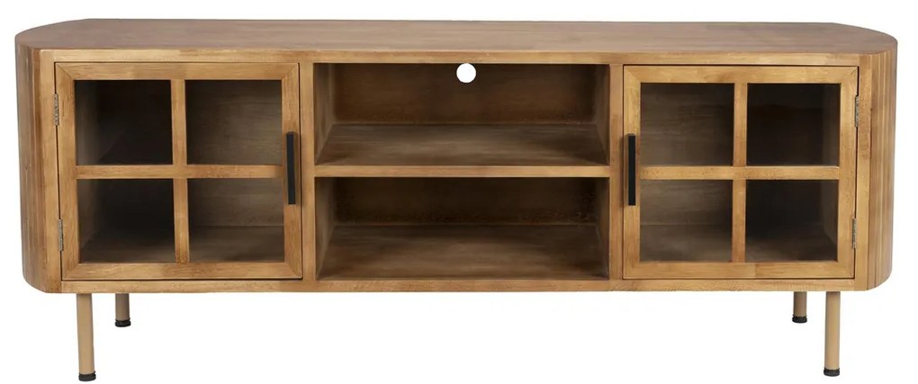 Retro Tv-meubel Hout Met Glas - 150x38x55cm.