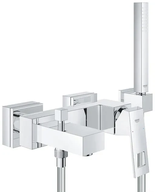 GROHE Eurocube badkraan met omstel en koppelingen met garnituur chroom 23141000