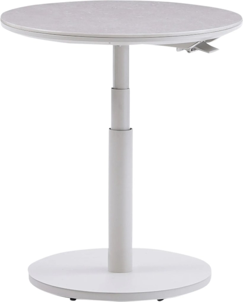San Sebastian verstelbare bijzettafel 59xH45-65 cm rond aluminium sintered stone latte