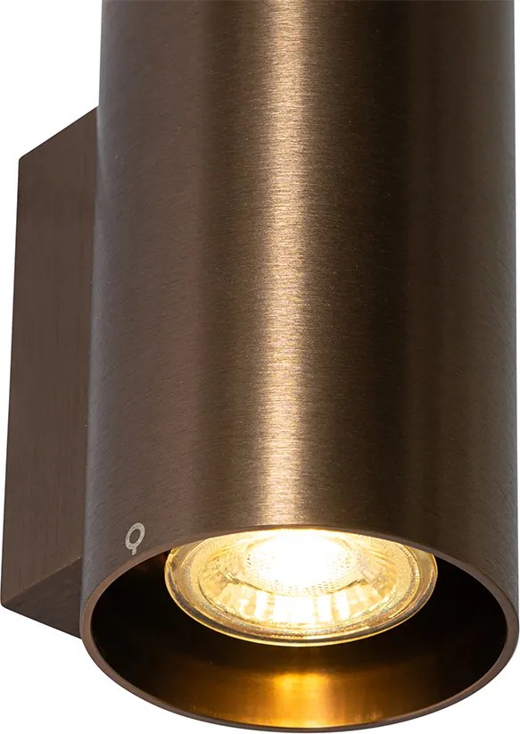 Smart wandlamp donkerbrons rond 2-lichts incl. 2 Wifi GU10 50mm - Sandy
