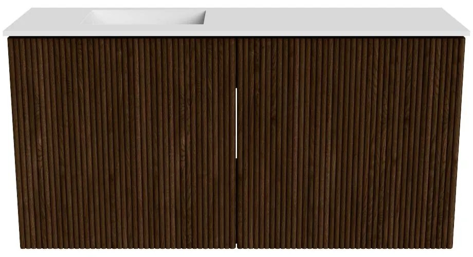 Mondiaz Joya 80cm toiletmeubel walnut met wastafel faye links zonder kraangat talc