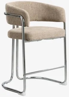 Zithoog Kruk Met Gestoffeerde Rugleuning En Ijzer Zantria ↑65 Cm & Stof Grijs – Taupe - Sklum