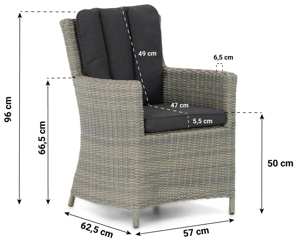 Tuinset 6 personen 260 cm Wicker Taupe Garden Collections Venerdi/Fourmile