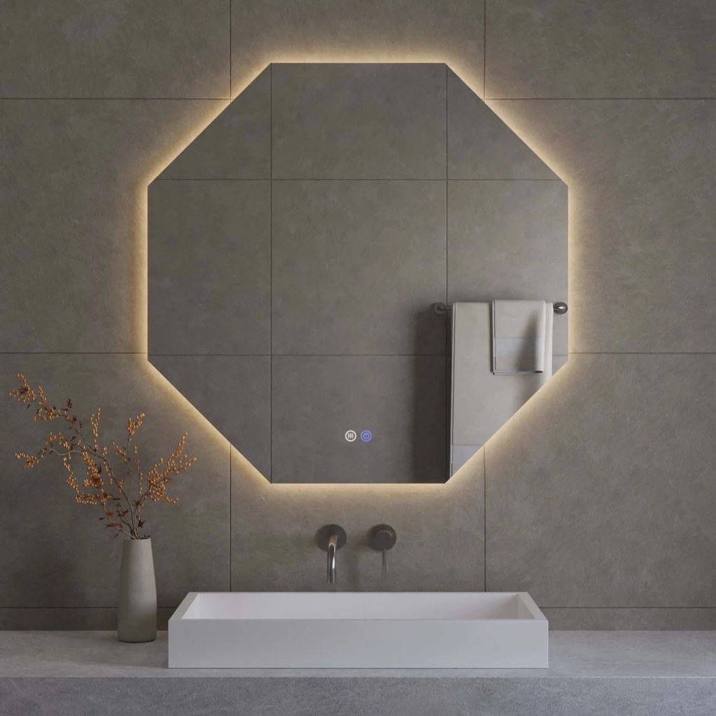 Best Design Honey achthoekige LED spiegel met spiegelverwarming 60x60cm