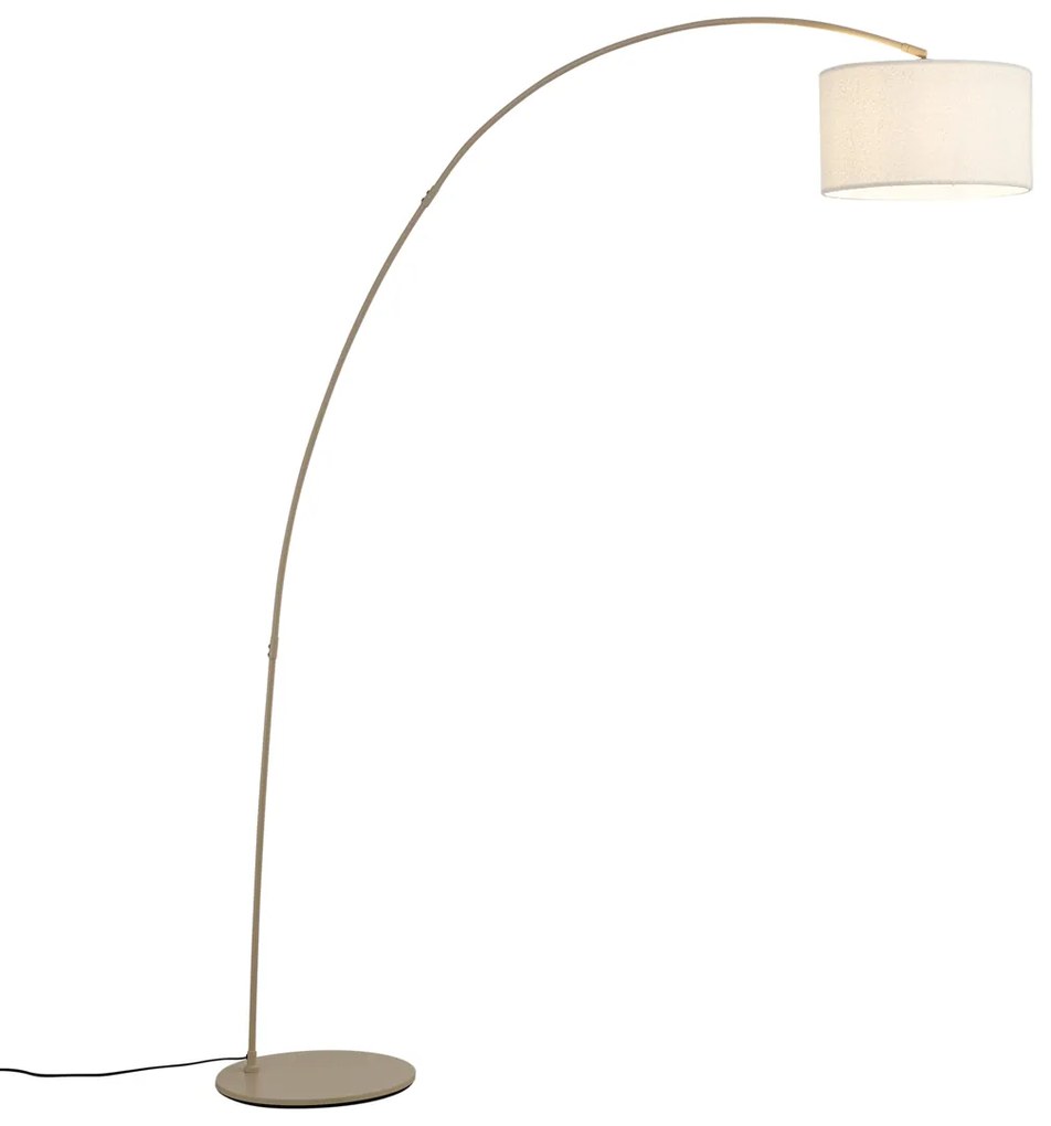 Moderne booglamp beige met teddy kap - Vinossa