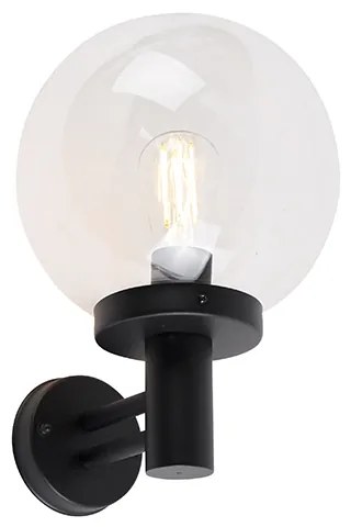 Buiten wandlamp zwart met kunststof IP44 RVS - Sfera