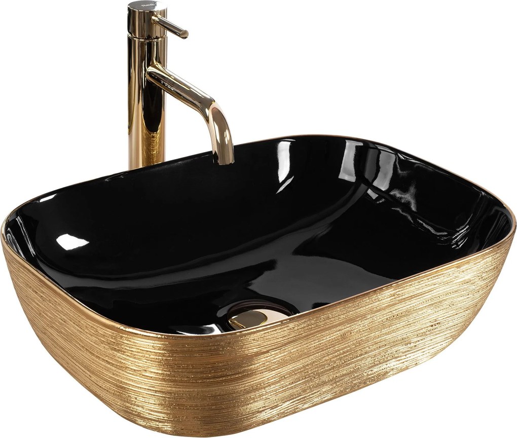 Opzetwastafel Rea Belinda BLACK BRUSH GOLD