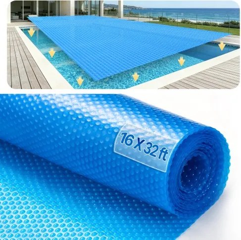 VEVOR Solar Pool Cover, 9,75 x 4,87 m Rechthoekige Solar Deken voor Zwembaden, Solar Cover voor Bovengrondse Zwembaden, 16 mil Solar Covers Blauw