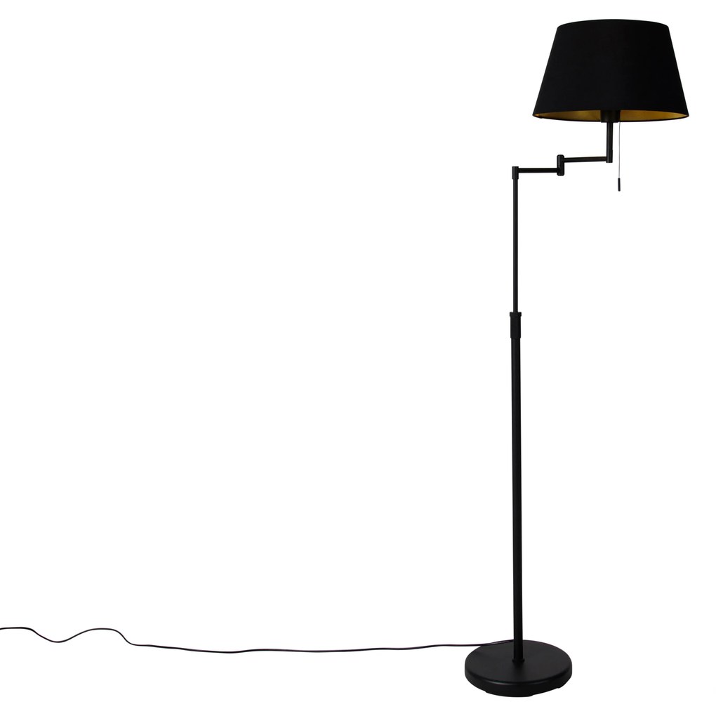 Stoffen Smart vloerlamp zwart met zwarte kap en verstelbare arm incl. Wifi A60 - Ladas Deluxe Modern E27 rond Binnenverlichting Lamp