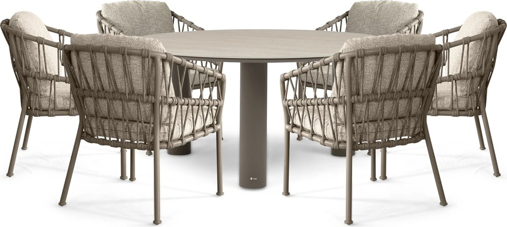 Tuinset 6 personen 158 cm Rope Taupe Santika Furniture Santika