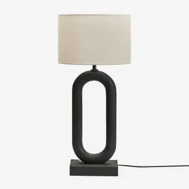 Tiberia Mangohouten Tafellamp Gewoon Zwart & Gebroken Wit Ø30 Cm - ↑25 Cm Arlina - Sklum