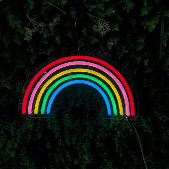 LED Neon Bord "Regenboog", Incl. Adapter, 30x17cm, Multicolor