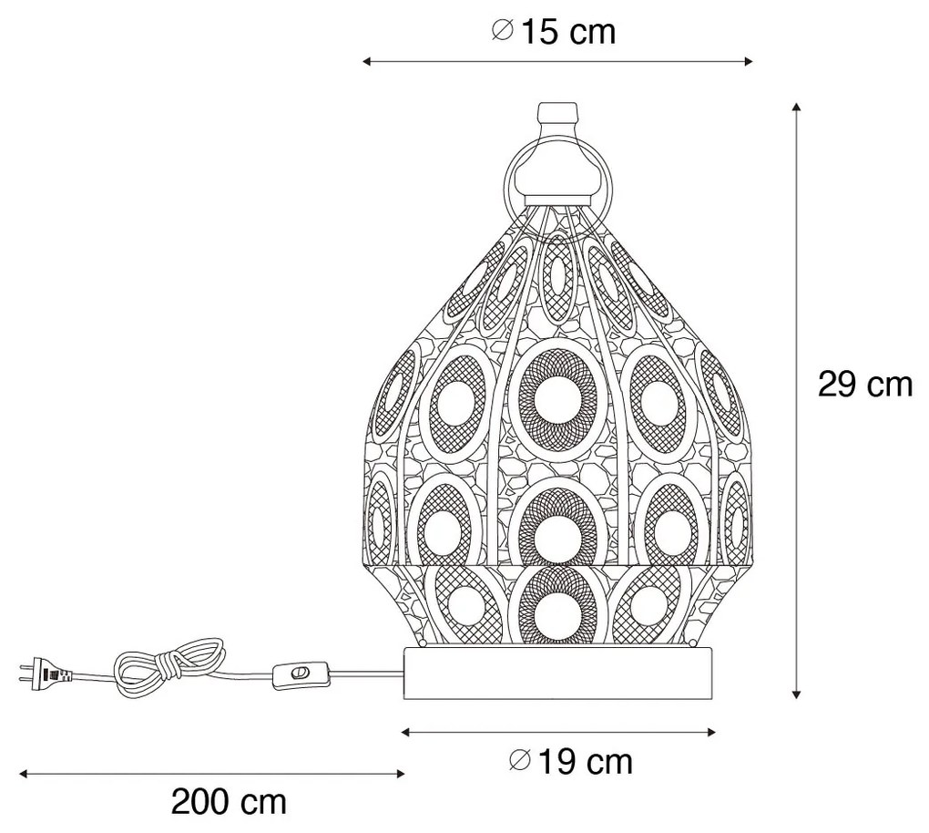 Oosterse tafellamp goud 19 cm - MowgliOosters E27 Binnenverlichting Lamp