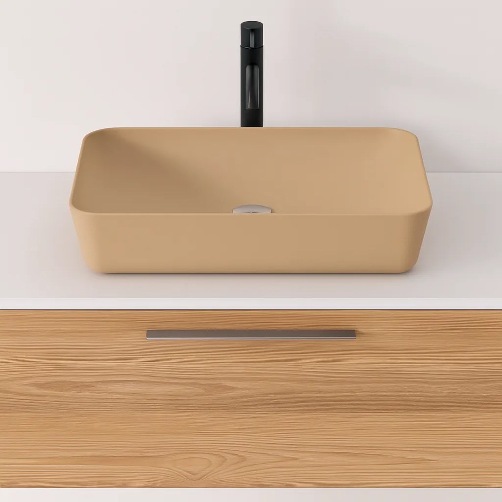 Sanigoods Aqualis keramische waskom 60x40cm mat cappuccino