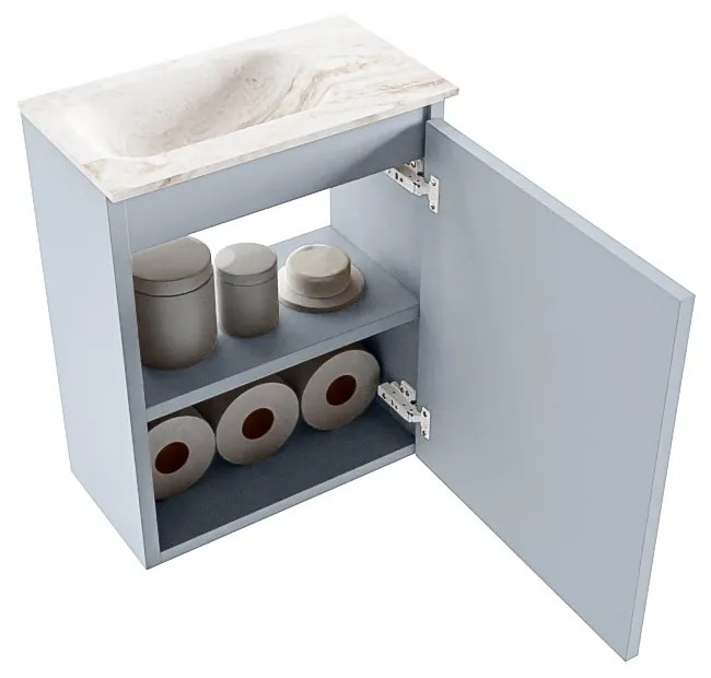 Mondiaz Ture DLux toiletmeubel 40cm clay met wastafel frappe links met kraangat