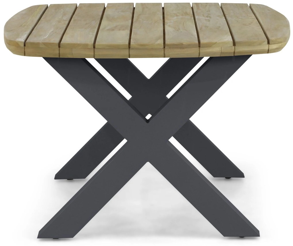 Dining Tuintafel rechthoekig 180 x 115 cm Aluminium/Teak Grijs Falcon/Cardiff