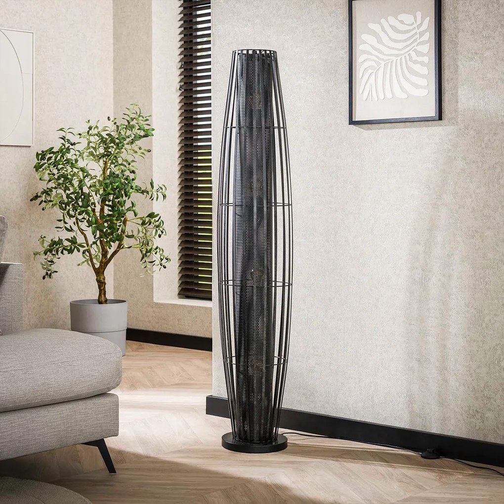 Staande Vloerlamp Zwart Metaal 150 Cm
