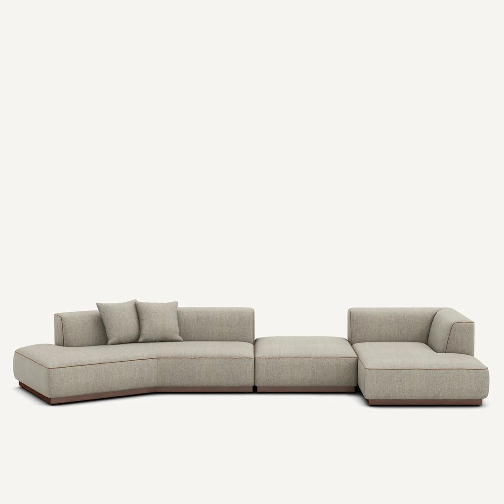 Bank met rechte hoek met tweed voetensteun, JACOPO