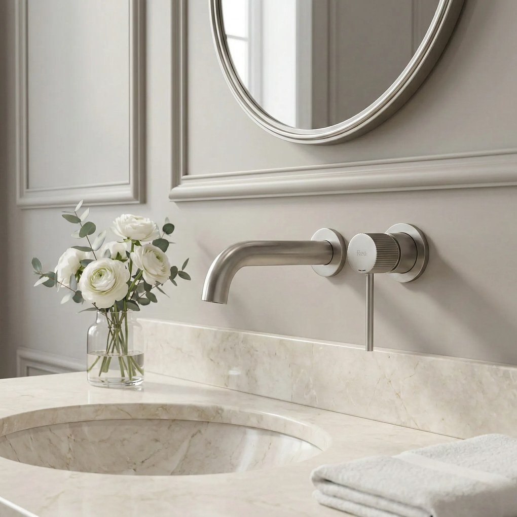 Inbouw wastafelkraan Rea Lungo Stripe Brush Nickel