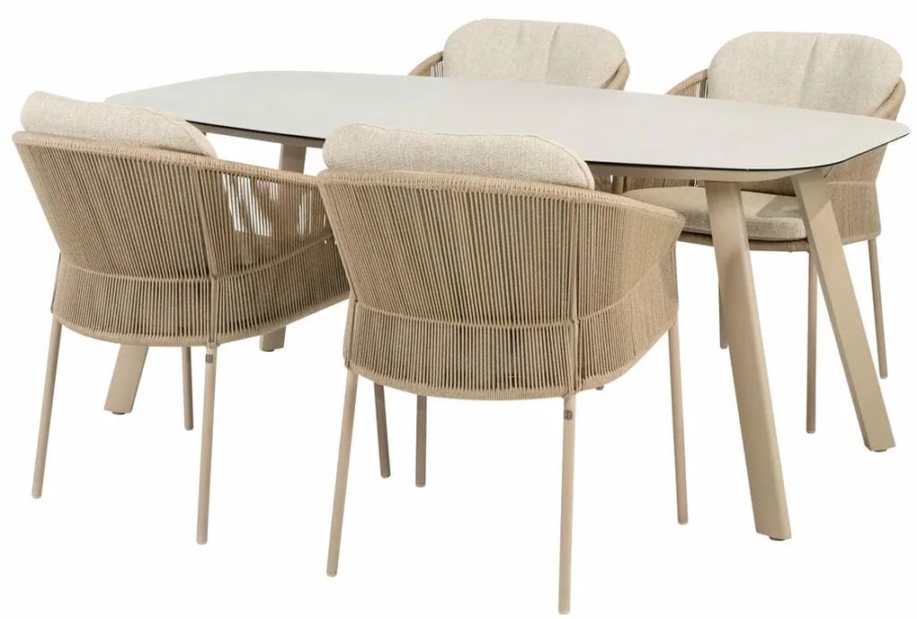 Taste by 4 Seasons Florence tuinset latte met manolo tafel geprint keramiek 180 cm Tuinstoel   taupe weerbestendig