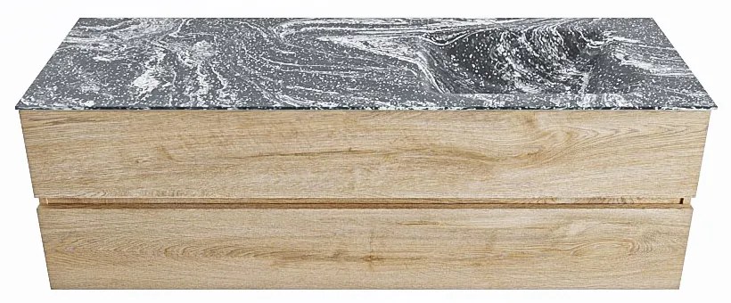 Mondiaz Vica DLux badmeubel 150cm washed oak 2 lades met wastafel lava rechts zonder kraangat