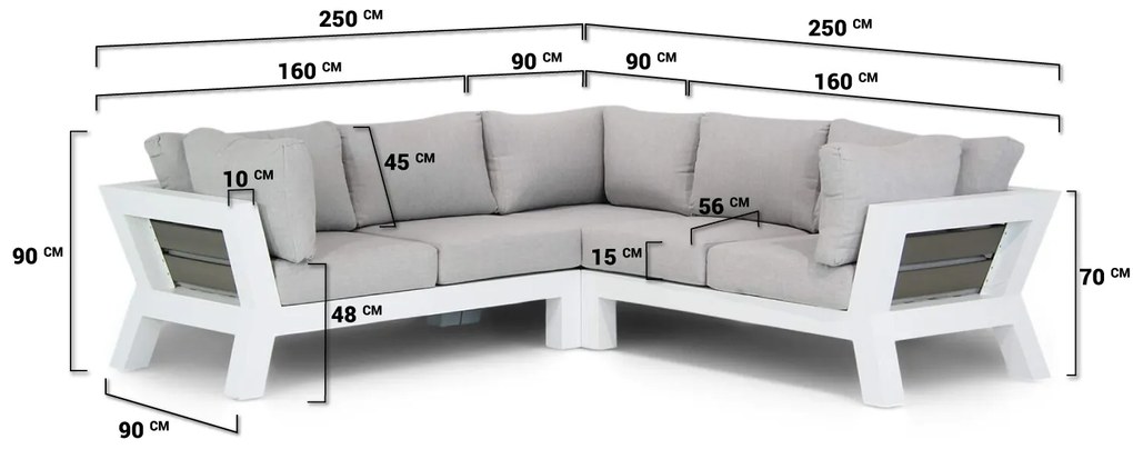 Loungeset  Aluminium Wit 5 personen Santika Furniture Santika Yovita