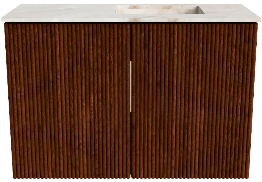 Mondiaz Joya DLux 60cm toiletmeubel ruby met wastafel faye rechts 1 kraangat frappe